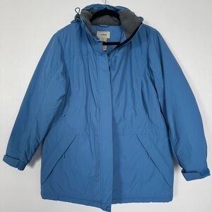LL Bean Parka Jacket Women Large Petit Nylon Fleece Lined Quilted Winter Outdoor
